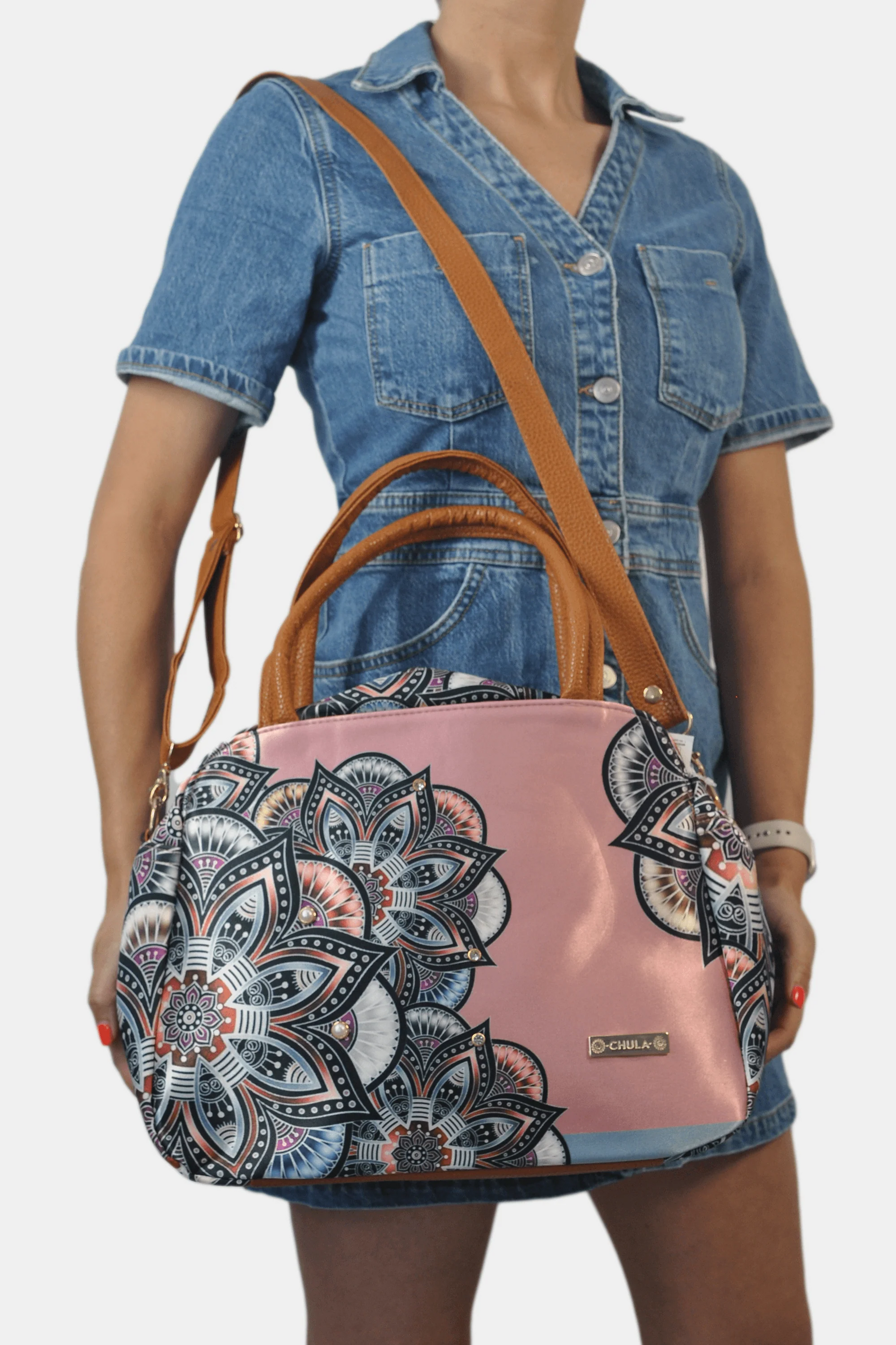 Bolso de hombro y bandolera grande Ana Mandala Rosa | CHULA Tulum - CHULA Tulum