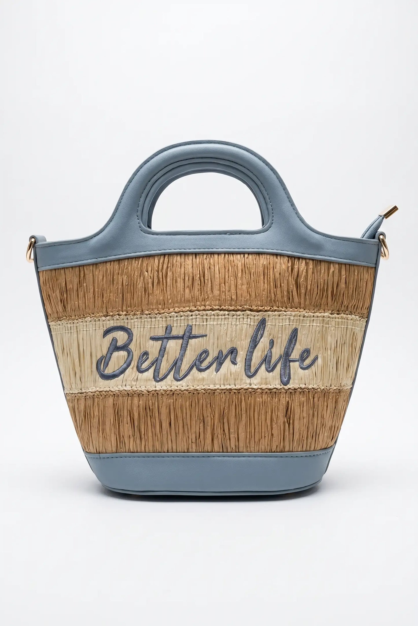 Bolso de mano mediano y de hombro piel sintética con rafia Better life
