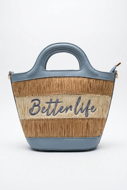Bolso de mano mediano y de hombro piel sintética con rafia Better life