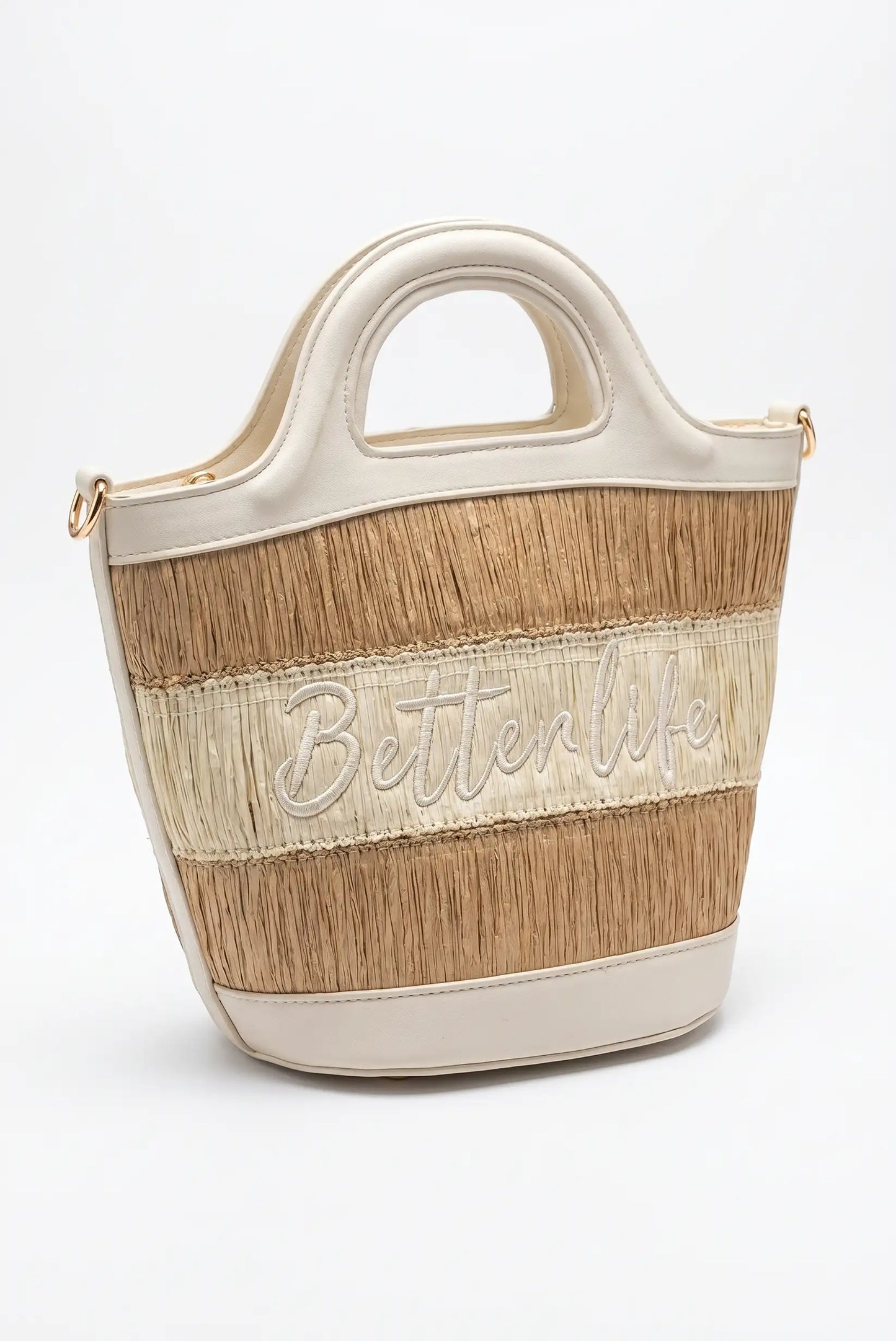 Bolso de mano mediano y de hombro piel sintética con rafia Better life