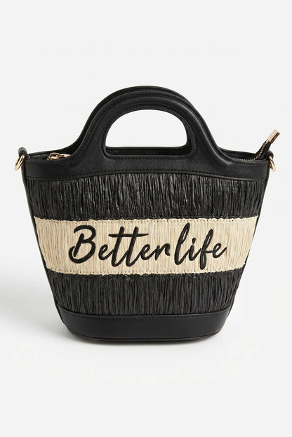 Bolso de mano mediano y de hombro piel sintética con rafia Better life