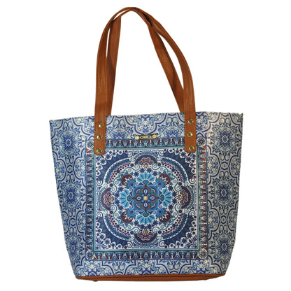 Bolso de hombro grande Nahomi de mujer Jigsaw Mandala | CHULA Tulum shopper tote regalo original para chica cuero vegano