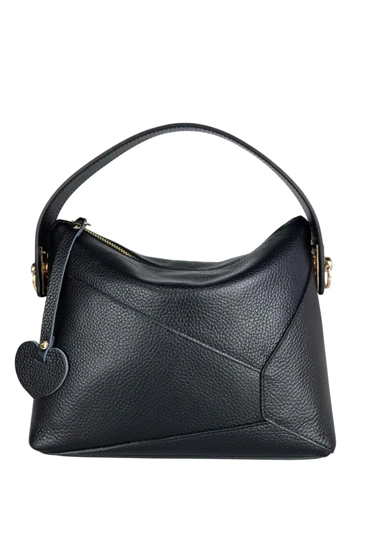 Bolso de mano y bandolera Puzzle de piel negro con detalle de corazón de CHICA del Sur