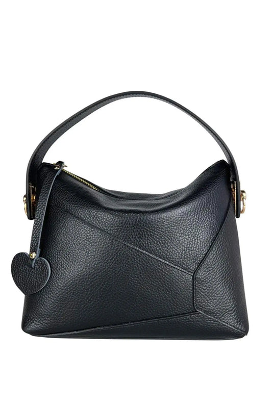 Bolso de mano y bandolera Puzzle de piel negro con detalle de corazón de CHICA del Sur