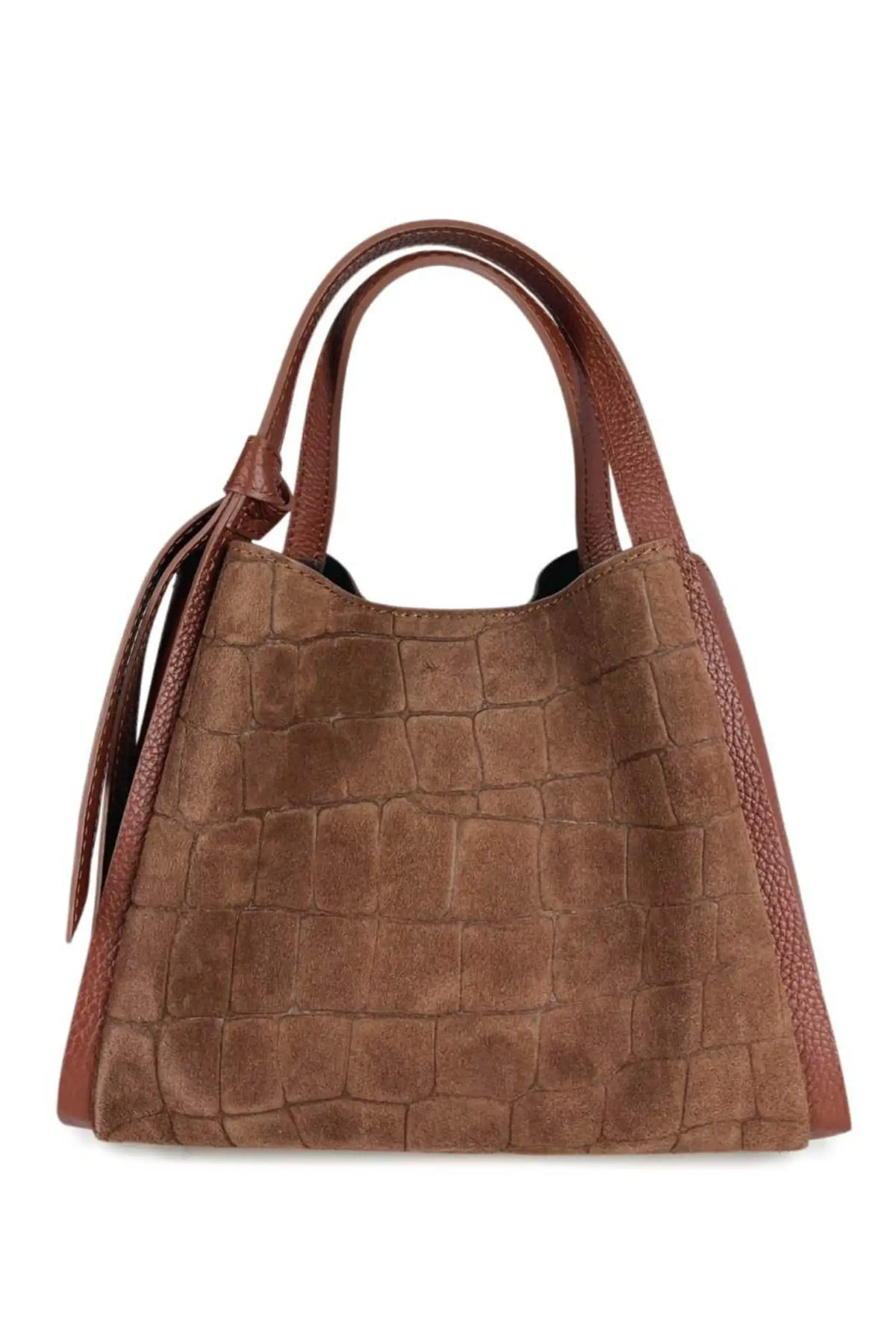 Bolso de mano de piel efecto croco marrón de CHICA del Sur