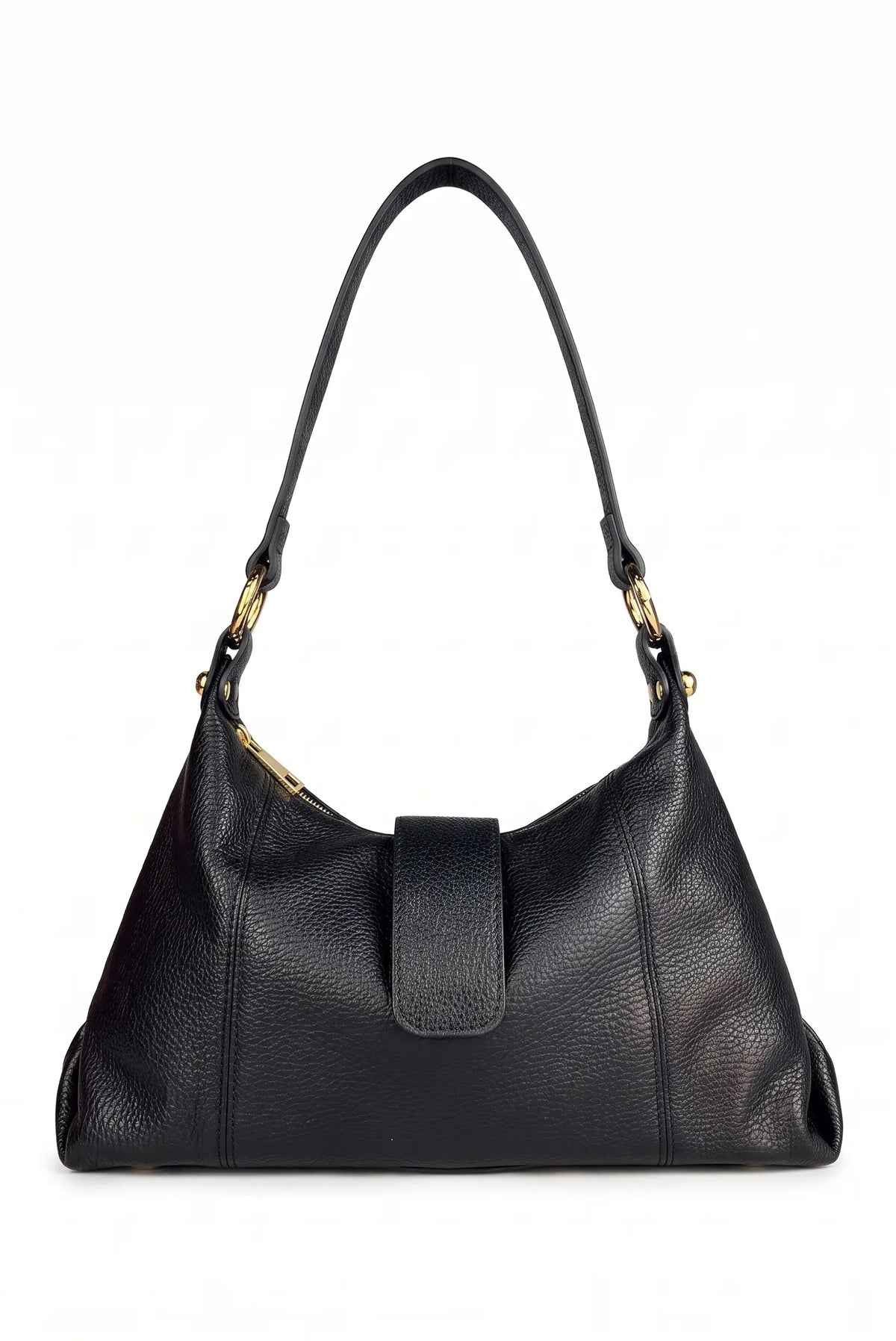 Bolso de hombro de piel negra de CHICA del Sur con detalles dorados