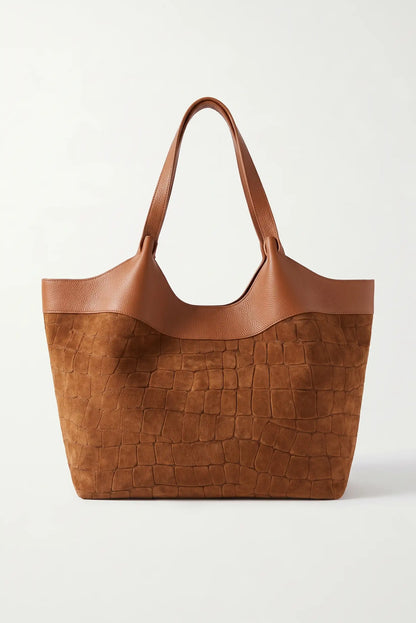 Bolso shopper grande de piel de vaca camel con textura de cocodrilo de CHICA del Sur