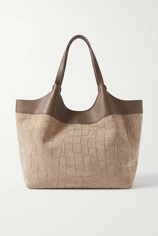 Bolso shopper grande de piel de vaca taupe de CHICA del Sur con diseño trenzado