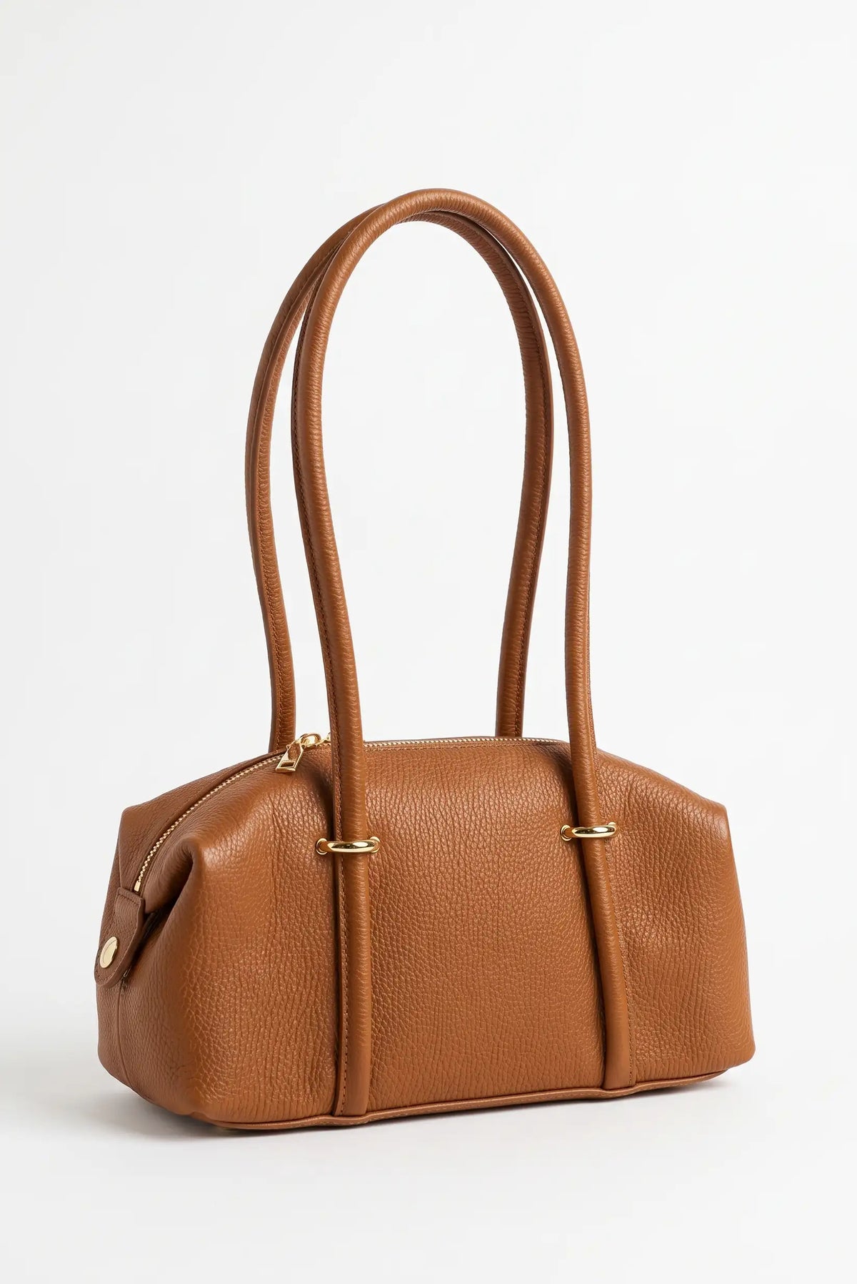 Bolso de piel marrón camel de CHICA del Sur con asas largas y cierre de cremallera