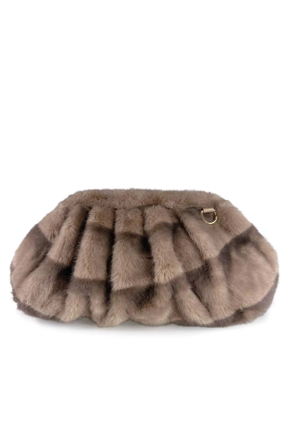 Bolso clutch de pelo sintético en color taupe de CHICA del Sur