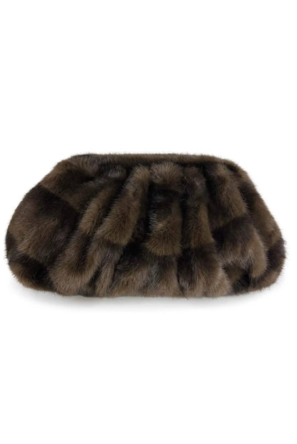 Bolso clutch de pelo sintético marrón de CHICA del Sur