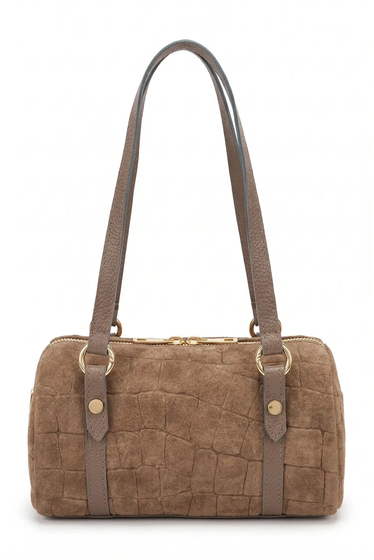 Bolso de mujer marrón taupe efecto cocodrilo tipo ante de CHICA del Sur