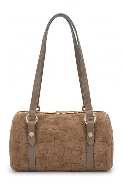 Bolso de mujer marrón taupe efecto cocodrilo tipo ante de CHICA del Sur