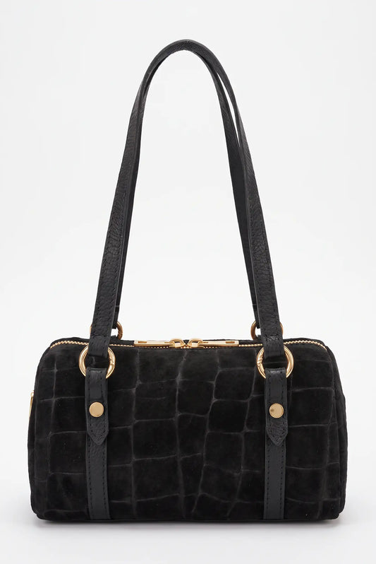 Bolso de mujer negro de CHICA del Sur con efecto cocodrilo y acabado tipo ante