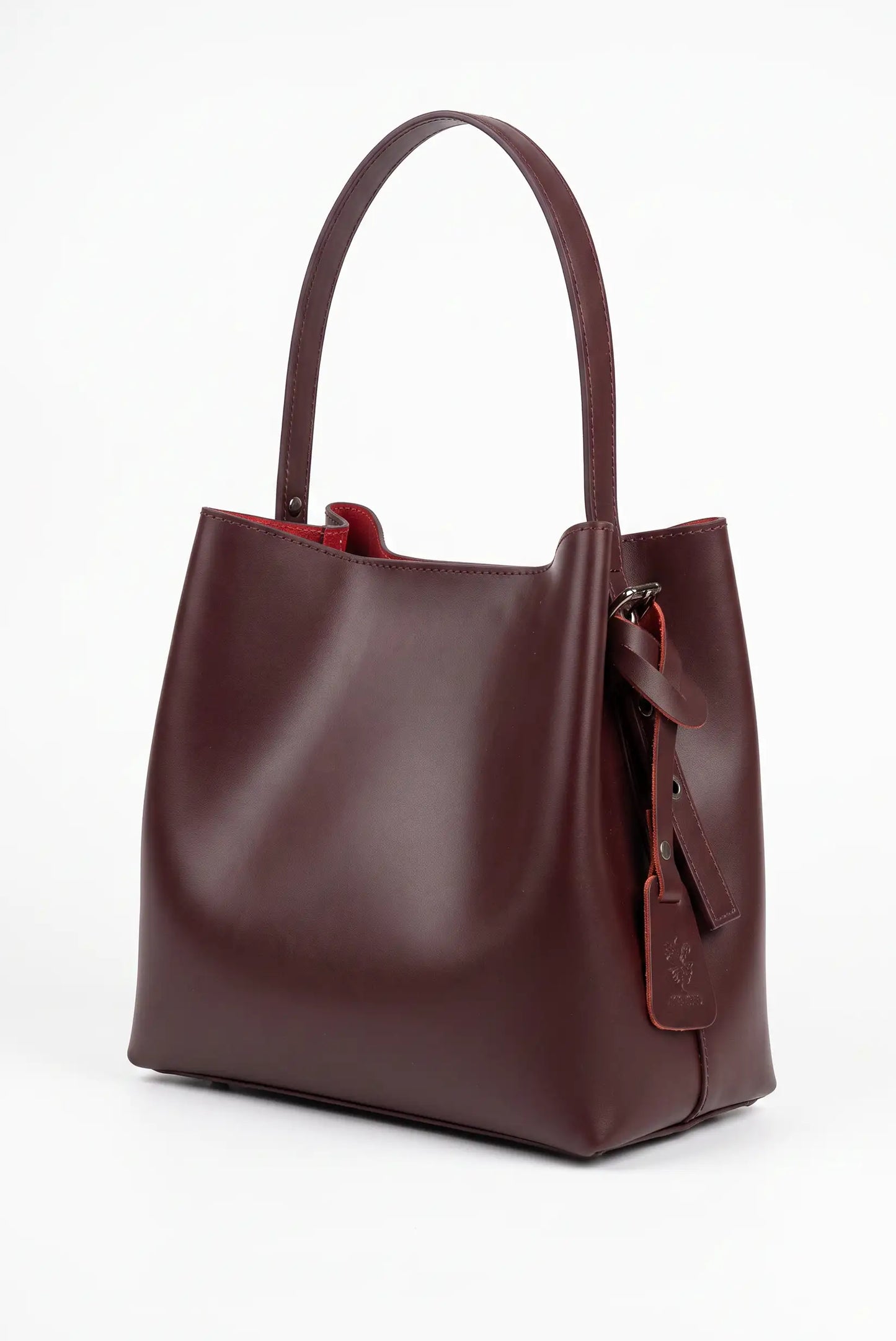 Bolso de hombro y mano mediano burdeos piel