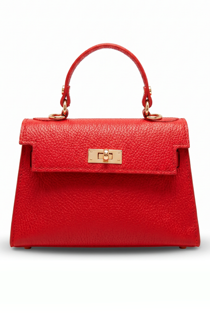 Bolso mini de mano y bandolera en piel Roja cereza