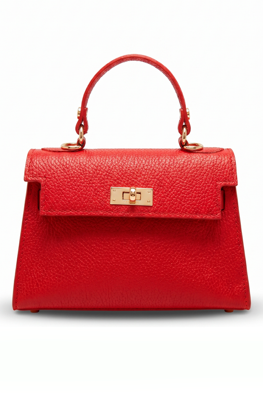 Bolso mini de mano y bandolera en piel Roja cereza