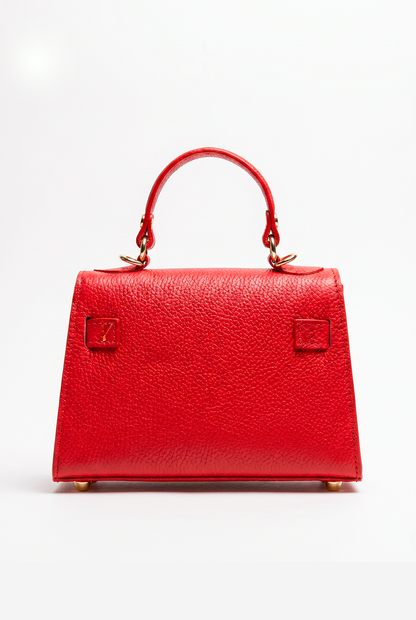 Bolso mini de mano y bandolera en piel Roja cereza