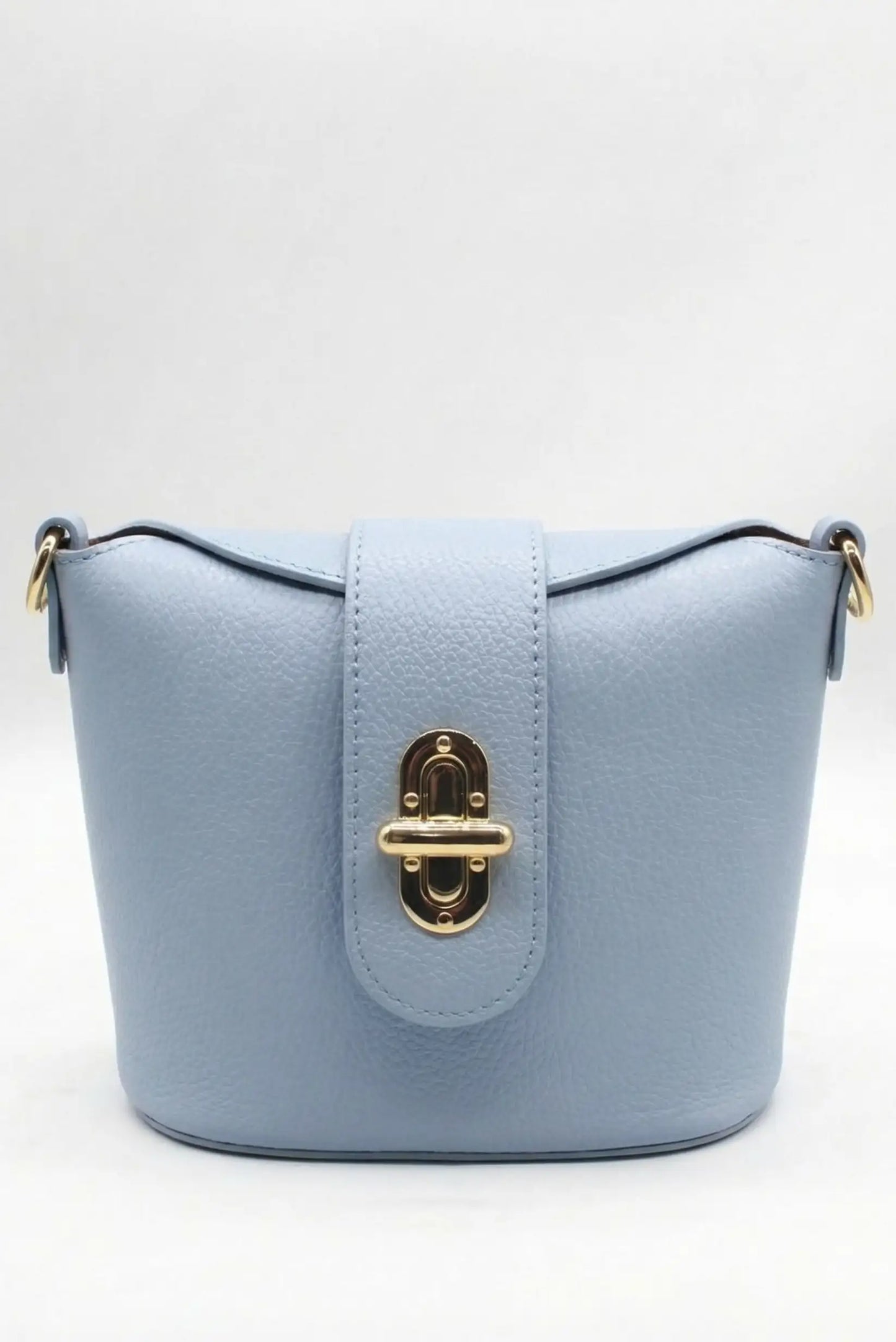 Bolso bandolera mediano azul pastel para mujer, cierre dorado, estilo primavera