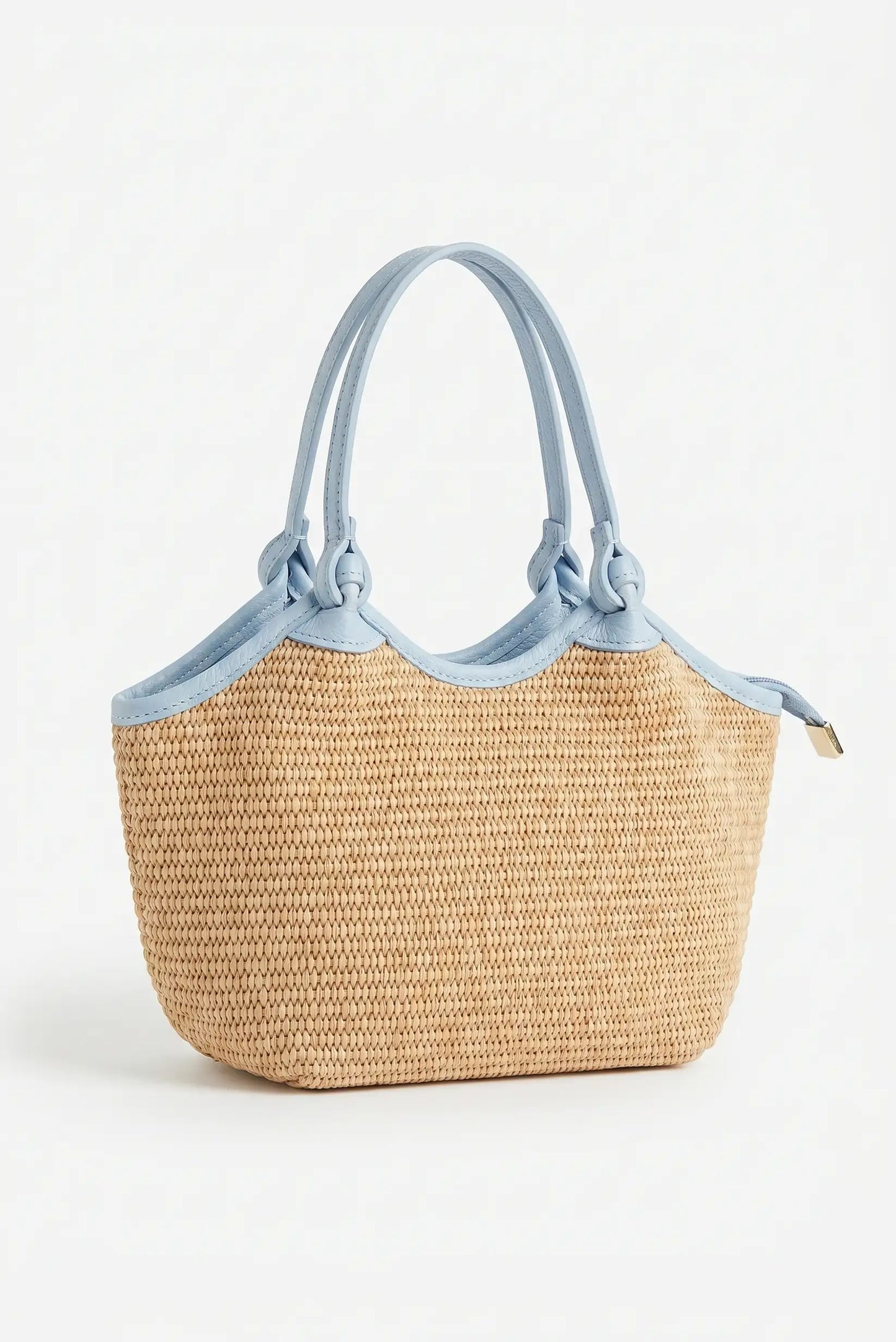 Bolso rafia pequeño de mano y bandolera con detalles en piel