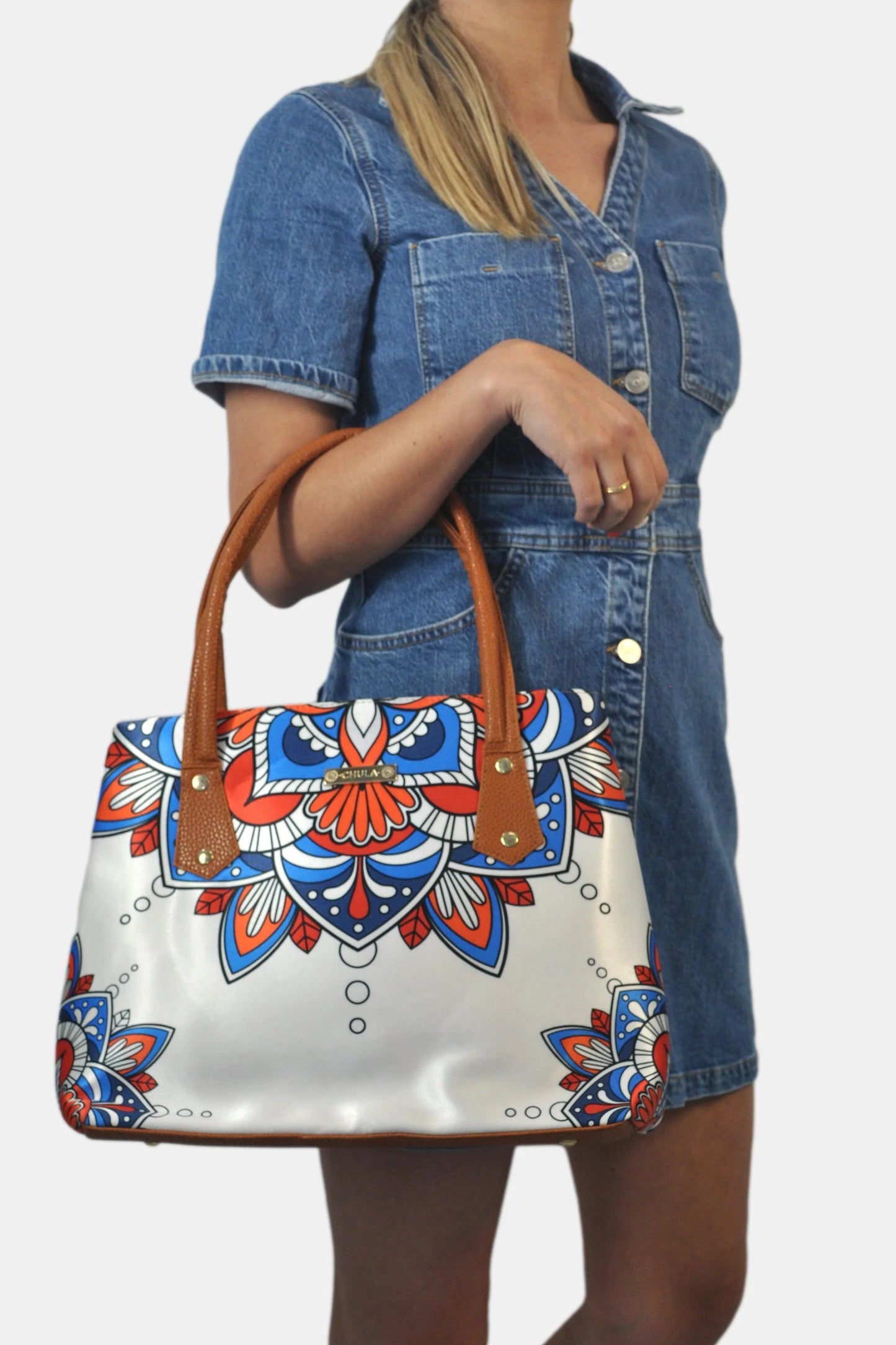 Bolso de hombro Shopper Tote de mujer Pupe Mándala Blanca | CHULA Tulum - CHULA Tulum