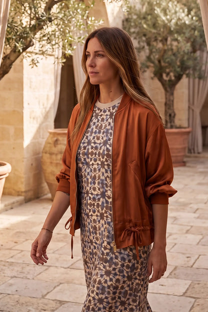 Chaqueta bomber manga francesa Naranja Caldera | Colección Terra