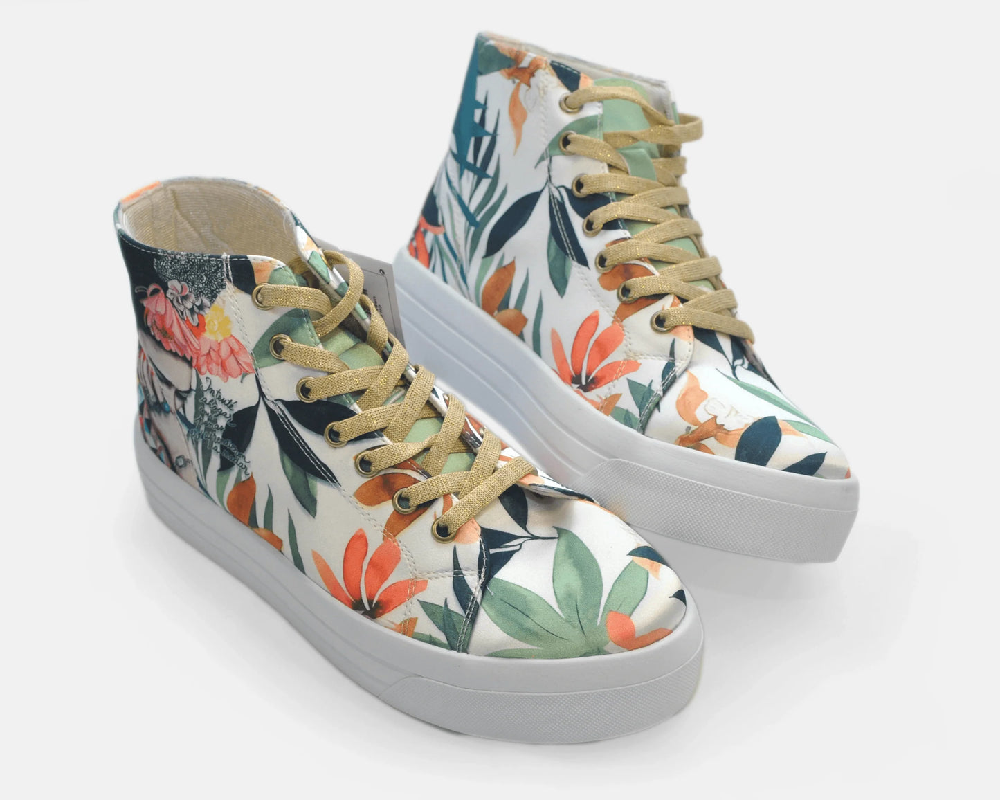 Botas Urbanas Altas de Mujer Frida Kahlo Hojas y Flores - Cuero Vegano | CHULA Tulum - CHULA Tulum