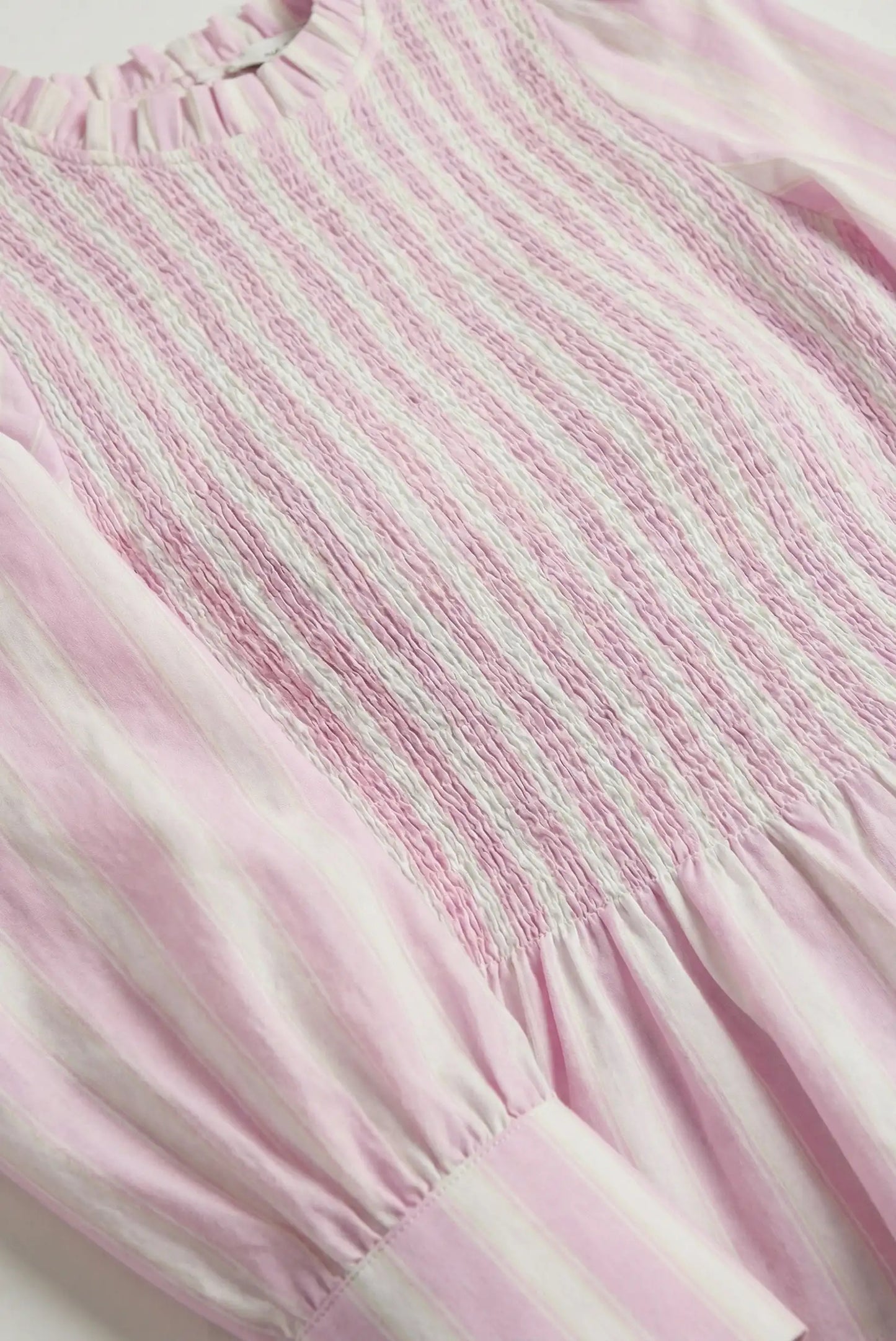 Blusa de mujer a rayas rosas y blancas con nido de abeja y manga larga, moda CHICA del Sur