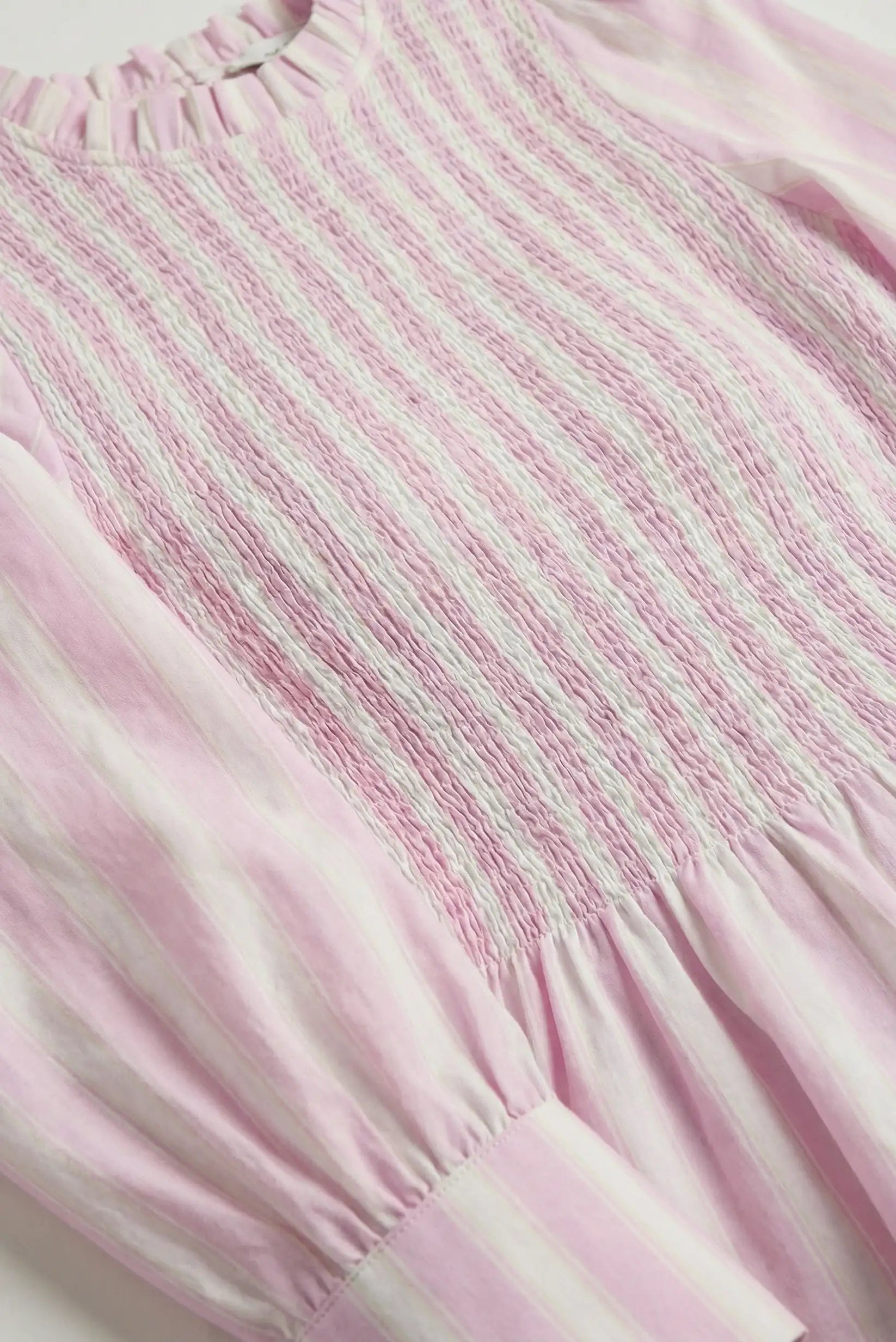 Blusa de mujer a rayas rosas y blancas con nido de abeja y manga larga, moda CHICA del Sur