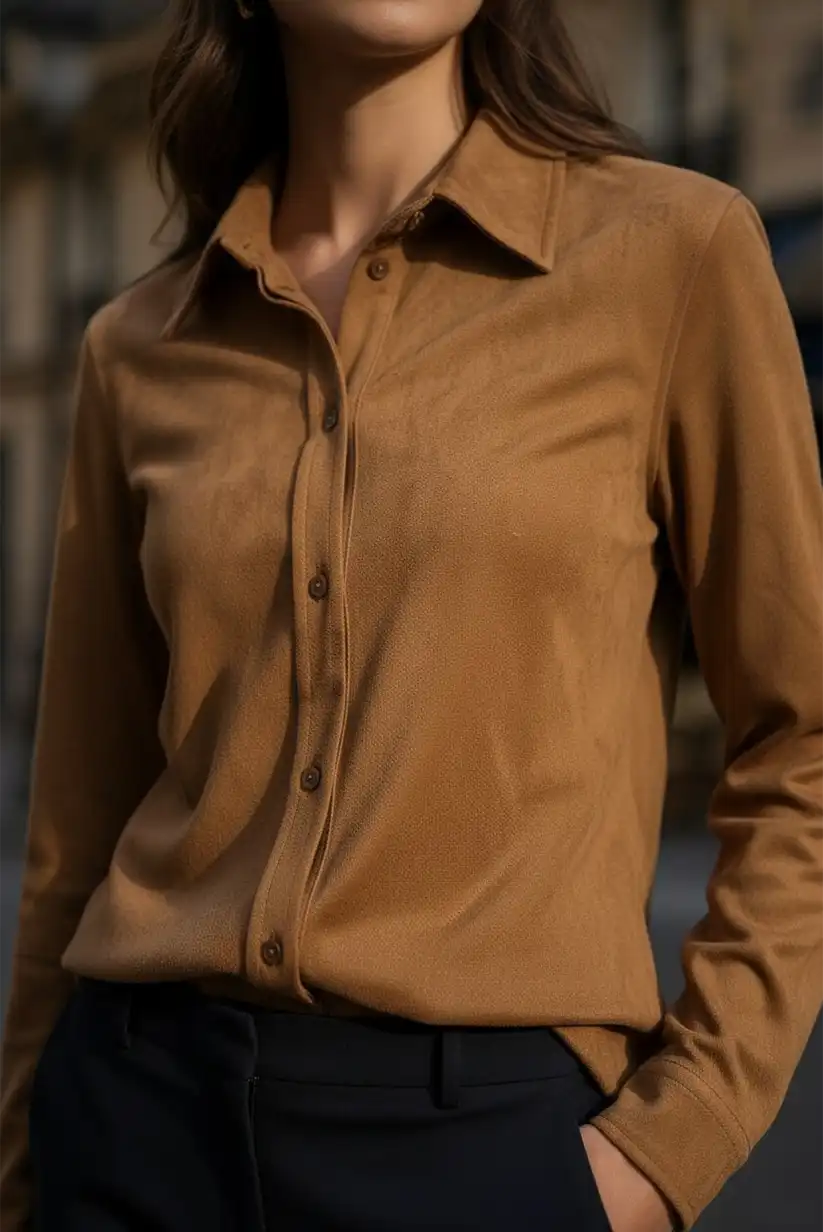 Camisa de mujer tipo ante manga larga - CHICA del Sur