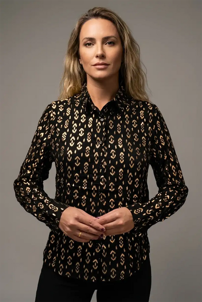 Camisa mujer negra con detalles dorados - CHICA del Sur