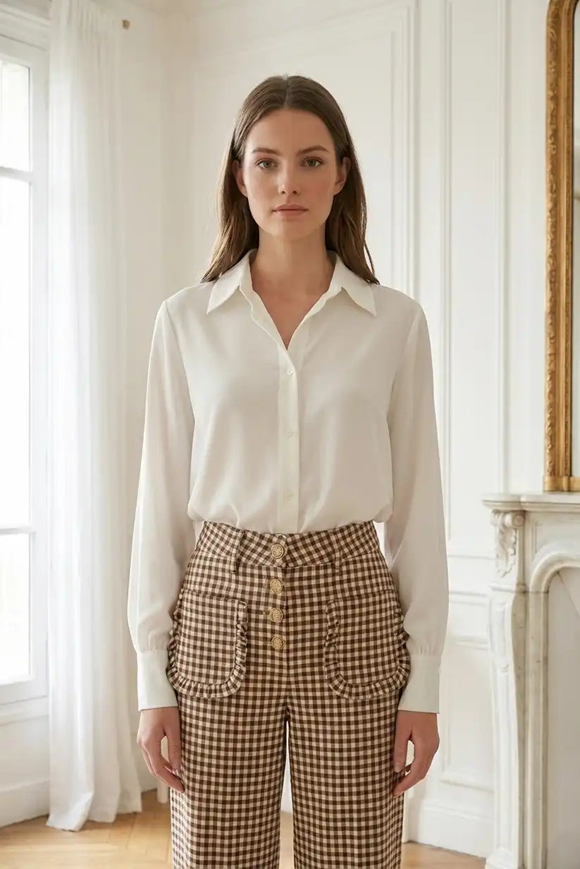 Camisa mujer manga larga blanco roto - CHICA del Sur