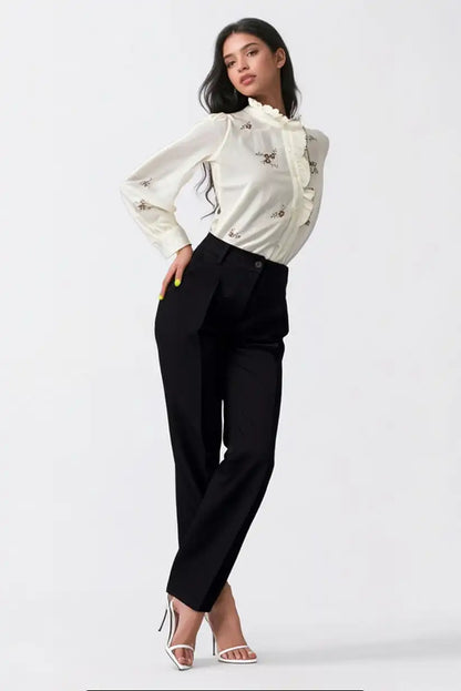 Camisa Mujer Manga Larga Beige Bordada Algodón Estilo Boho Chic - CHICA del Sur