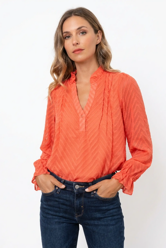 Camisa mujer manga larga coral tendencia primavera CHICA del Sur, moda casual femenina.