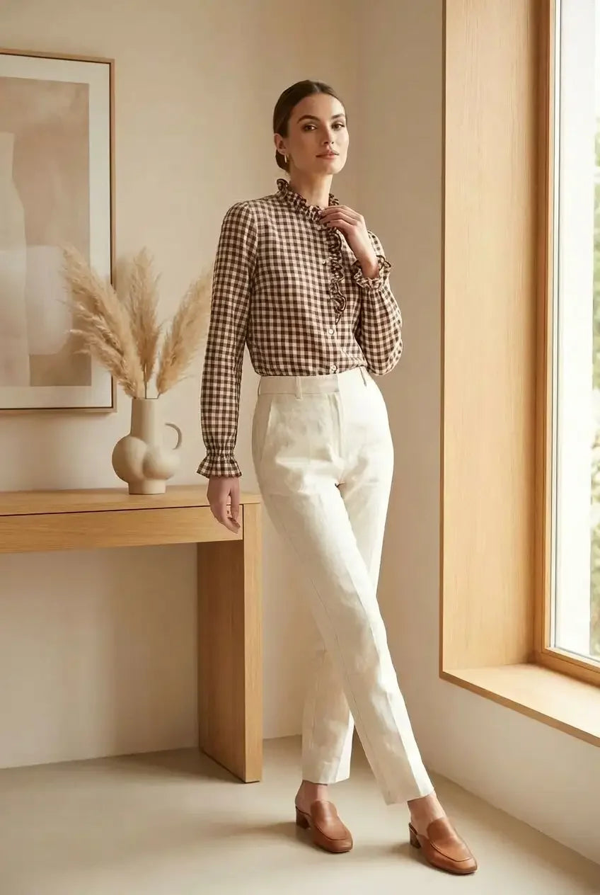Plaid shirt with ruffles, romantic style 👚 – CHICA del Sur