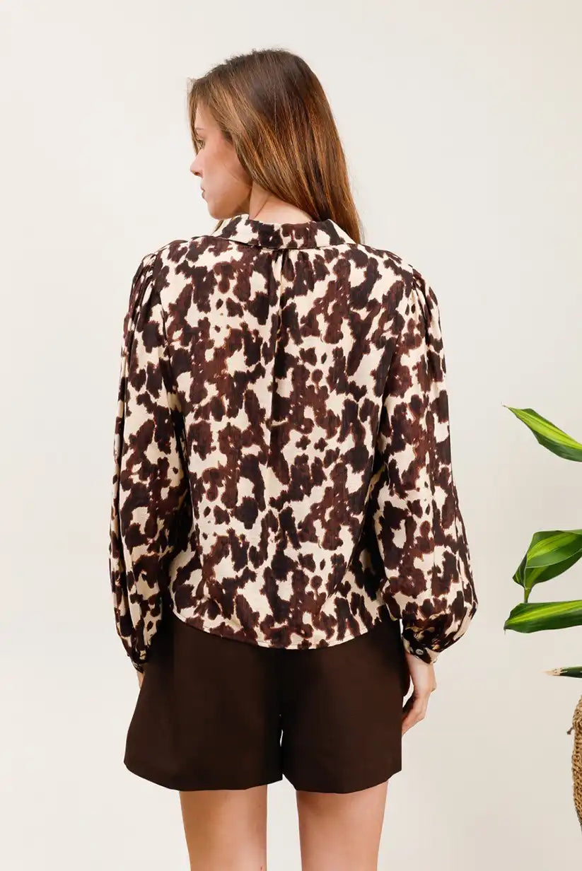 Camisa Animal Print Marrón Mujer Elegante Estilo Cómodo y Versátil - CHICA del Sur