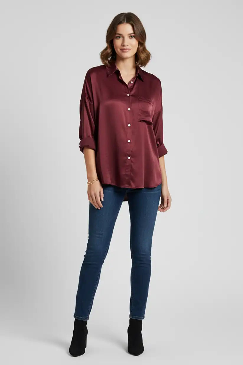 Camisa satinada de mujer