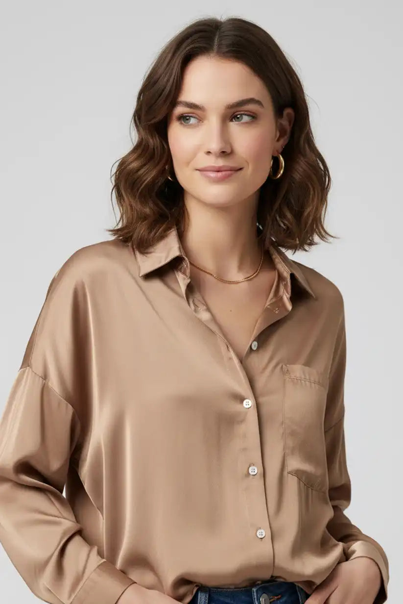 Camisa satinada de mujer