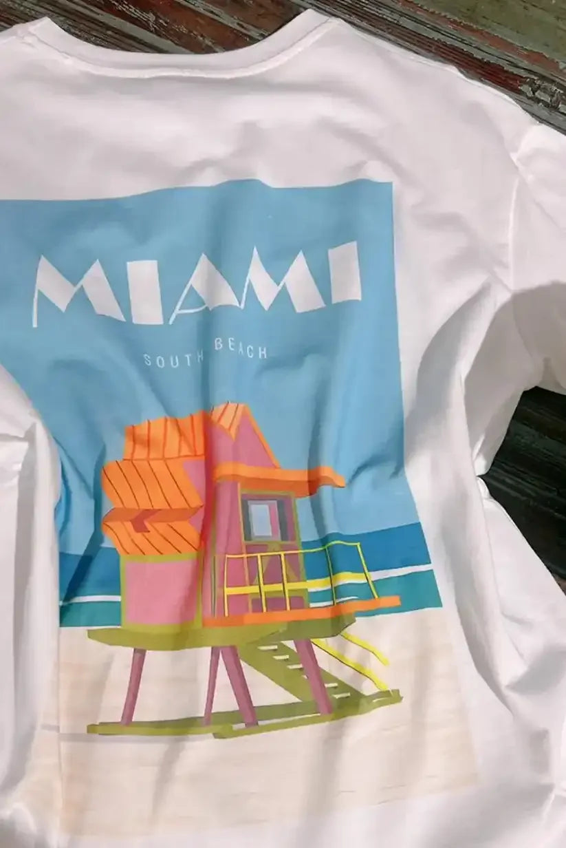 Camiseta manga corta mujer blanca MIAMI - CHICA del Sur