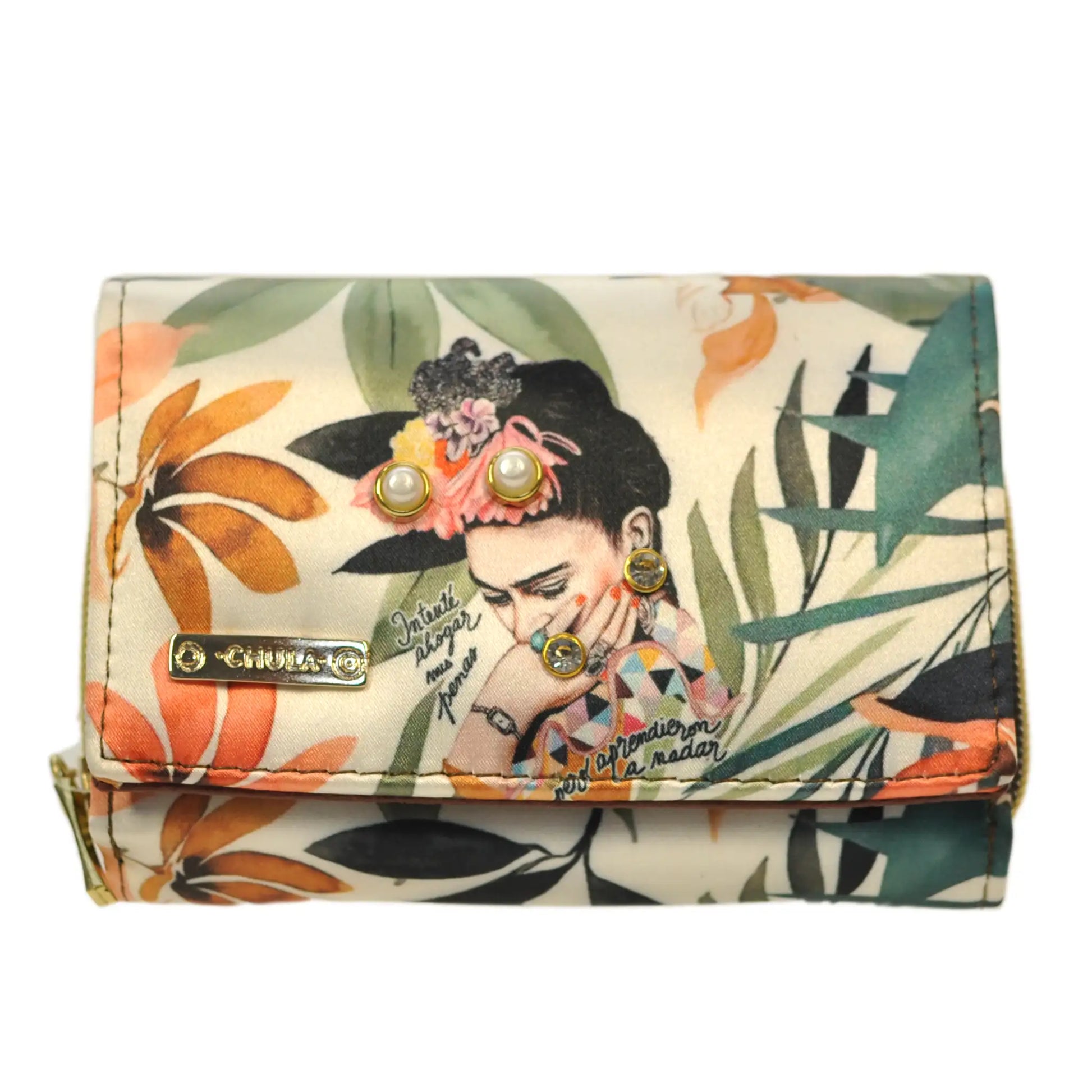 Cartera Mediana para Mujer Dalia Frida Red Daises Cuero Vegano | CHULA Tulum