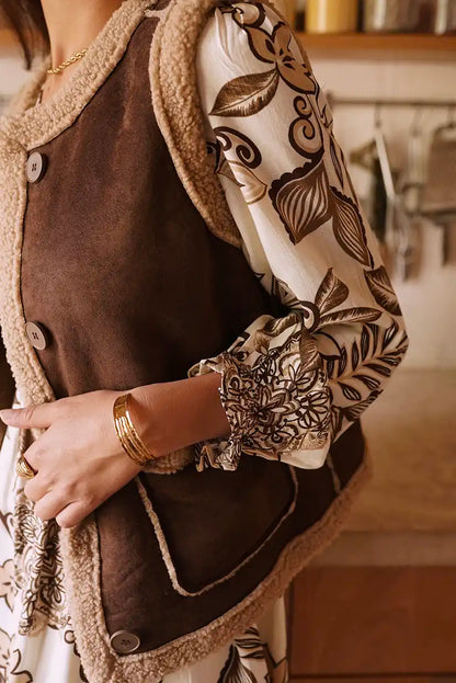 Chaleco Marrón Borreguito Mujer Estilo Boho Otoño Cozy Chic - CHICA del Sur