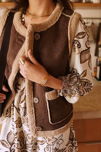Chaleco Marrón Borreguito Mujer Estilo Boho Otoño Cozy Chic - CHICA del Sur