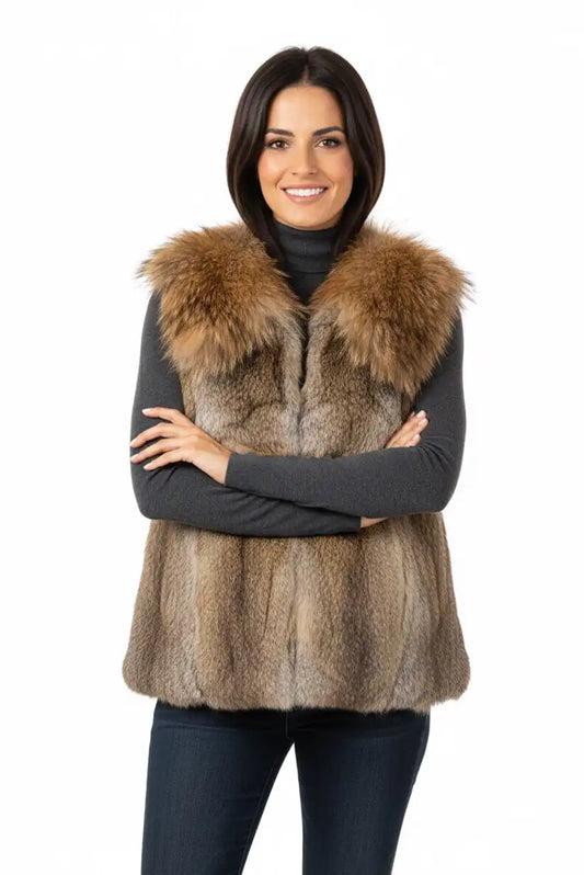 Chaleco Pelo Natural Mujer Tonos Tierra Elegante y Cálido Otoño