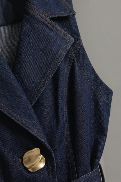 Chaleco vaquero mujer denim azul oscuro con botón dorado, moda casual CHICA del Sur