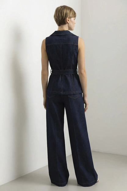 Chaleco vaquero mujer CHICA del Sur, sin mangas, moda casual, vista trasera