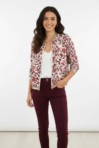 Chaqueta Bomber Floral Mujer Tonos Tierra Elegante y Cómoda - CHICA del Sur