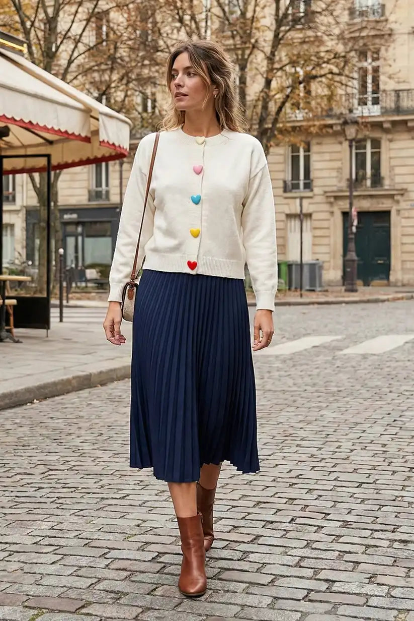 Chaqueta beige de mujer con corazones multicolor - CHICA del Sur