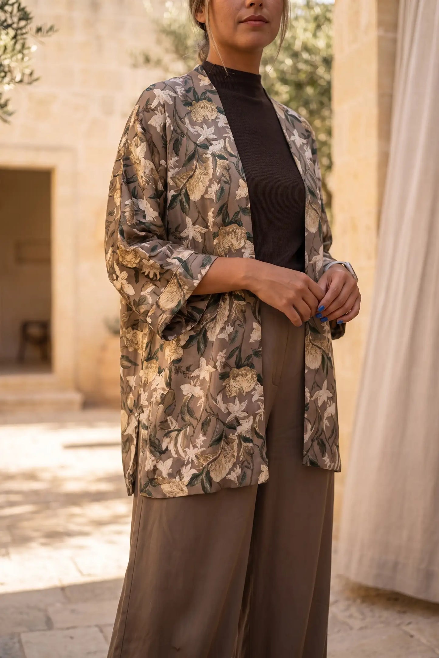 Chaqueta Kimono Estampada Floral para Mujer | Colección Terra