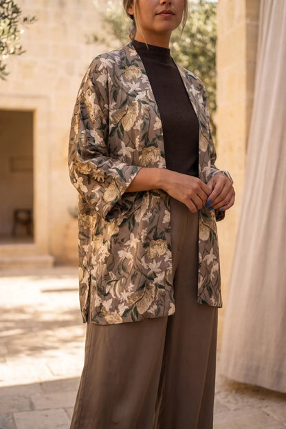 Chaqueta Kimono Estampada Floral para Mujer | Colección Terra