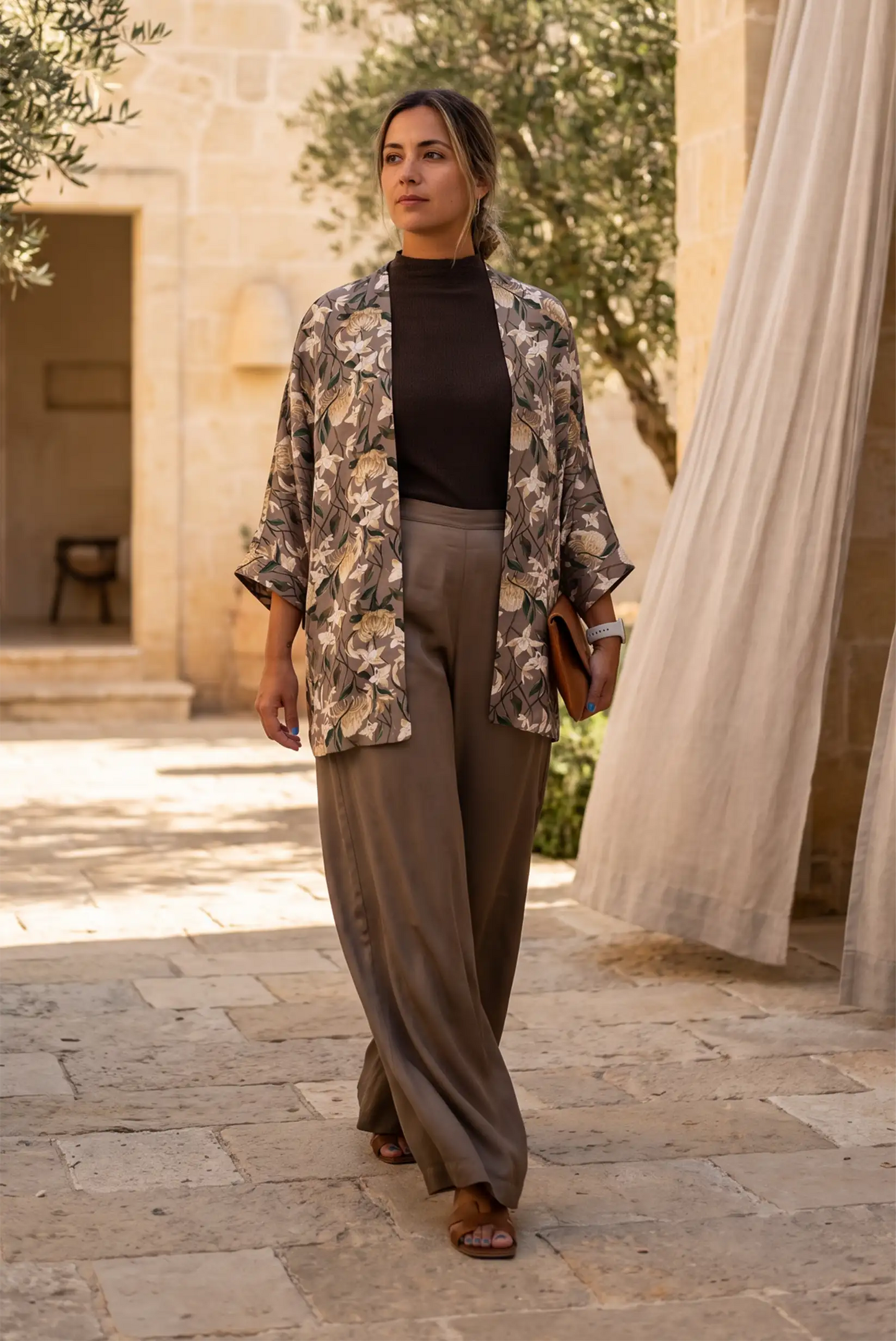 Chaqueta Kimono Estampada Floral para Mujer | Colección Terra